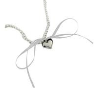 Klaisy Elegant Imitation Pearls Necklace Heart Pendant Necklace Fashion Neck Jewelry Beads Choker Great Women Girls Aesthetic