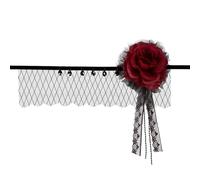 Klaisy Enchanting Black Tulle Rose Headgear Jewelry Unique Headpiece Stylish Costume Headwear For Parties And Event Unique Headwear For Halloween Dress Up