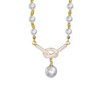 Klaisy Fashionable Two Tone Simulated Pearls Necklace With Adjustable Clasp Elegant Jewelry For Parties Dinner Dates Purple Pendant Necklace