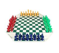Klaisy Four Player Chess Set Unique Combination Game Travel Family with Foldable Chessboard & Piece Four Player Board