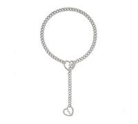Klaisy Heartbreak Pendant Rings Slide Chain Comfortable Rings Necklace Accessory Trendy Heartbreak Pendant Neckchain Charm Copper Necklace