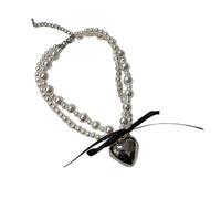 Klaisy Luxury Pearl Love Pendant Necklace Female High-end Designs Sweater Chain Beaded Accessories In Autumn Love Heart Pendant Necklace For Women