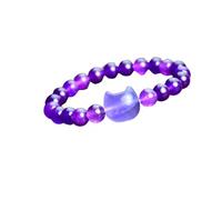 Klaisy Natural Gemstones Beaded With Cats Charm Crystal Wristchain Adjustable Handchain Accessories For Ladies Women's Beaded