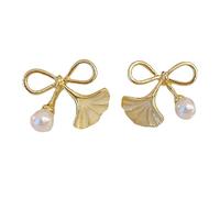 Klaisy Simple and Stylish Leaf Dangle Ear Jewelry Beautiful Bowknot Earrings Adornment Elegant Dangle Ear Pendant Accessory Popular Ear Studs