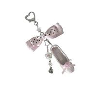 Klaisy Vintage Ballet Flat Inspired Phone Charm Featuring Glass Roses And Ribbon Detail Alloy Bag Accessory For Women Romance Satins Ballet Shoe Pendant