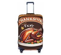 KLAMN Happy Thanksgiving Turkey Print Luggage Cover,Travel Luggage Cover Elastic Suitcase Protector 18-32 Inch Luggage, White, S