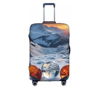 KLAMN Ice and Fire Balls Print Luggage Cover,Travel Luggage Cover Elastic Suitcase Protector 18-32 Inch Luggage, White, XL