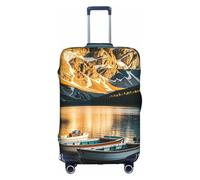 KLAMN Mountain Lake Boats Print Luggage Cover,Travel Luggage Cover Elastic Suitcase Protector 18-32 Inch Luggage, White, M