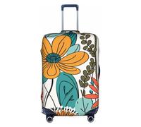 KLAMN Novelty Boho Abstract Flowers Print Luggage Cover,Travel Luggage Cover Elastic Suitcase Protector 18-32 Inch Luggage, White, M