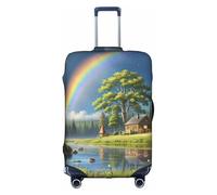 KLAMN Rainbow Print Luggage Cover,Travel Luggage Cover Elastic Suitcase Protector 18-32 Inch Luggage, White, S