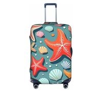 KLAMN Shell Starfish Print Luggage Cover,Travel Luggage Cover Elastic Suitcase Protector 18-32 Inch Luggage, White, L