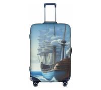 KLAMN Ship on the Blue Ocean Print Luggage Cover,Travel Luggage Cover Elastic Suitcase Protector 18-32 Inch Luggage, White, M