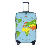 KLAMN Time Zone Map Print Luggage Cover,Travel Luggage Cover Elastic Suitcase Protector 18-32 Inch Luggage, White, S
