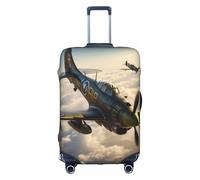KLAMN War plane Print Luggage Cover,Travel Luggage Cover Elastic Suitcase Protector 18-32 Inch Luggage, White, S