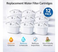Klamol 12 Pack Water Filter Cartridges for Brita Maxtr Maxtra Pro Compatible Marella Jug Reduces Chlorine & PFAS
