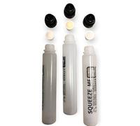 KLAMOTTEN STORE Squeeze Me Empty Graffiti Marker Pack of 3 - Empty Refillable Transparent Plastic Squeezer for Watercolour Oil Acrylic Paint - Dripper with Soft Crimp Body