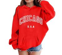 Klamotten Women's Cheap Hoodie for Girls and Boys, Long Sleeve, Soft Sweatshirt, Graphic Hoodie, Cute Jumper, Top Clothing for Girls, Girls, Teenagers, Pullover, Tumblr, red, 8-10 Jahre