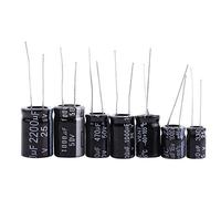 Klanata 125pcs Electrolytic Capacitor Assortment Kit - 25 Values 1uF-2200uF, Low Voltage 16V-50V with Storage Box for DIY Electronics Projects