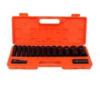 Klanata 15 Piece 1 2 Inch Drive Deep Impact Socket Set, 10 32mm 6 Point Metric Sockets for Garage & Workshop