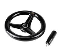 Klanata 3 Spoke Hand Wheel Round, Handwheel with Revolving Handle for Lathe Milling Machine, 7.8 Diameter Black