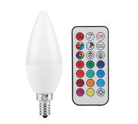 Klanata 3W RGB Color Changing LED Candelabra Light Bulbs, E12 Base with Remote Control, AC 85-265V, Warm White and Multicolor Options for Decorative Lighting in Homes and Events
