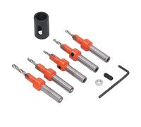 Klanata 5-Piece Wood Countersink Drill Bit Set with Hex Wrench and Limiter High Hardness Carbon Steel Countersink Bits for Concealed and Flush Screws Countersunk Hole and