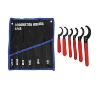 Klanata 6 Piece Carbon Steel Spanner Wrench Set - APU13 APU16 ER25 ER32 ER40 C32 Models - Heat Treated Steel Hook Wrenches for Adjustable Shock Absorber and Coilover Maintenance and Repair