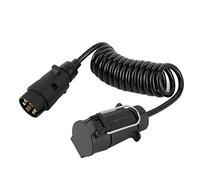 Klanata 7 Pin Trailer Plug Connector, 2M Spring Cable - Caravan, RV & Trailer Wiring Harness Adapter Socket