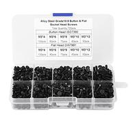 Klanata 720PCS M3 Hex Bolt Screw Hex Socket Screws Pan & Flat Head Assorted M3x4mm 6mm 8mm 10mm 12mm Black Alloy Steel with Plastic Box