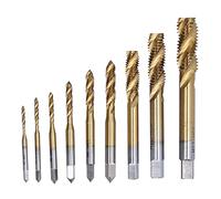 Klanata 9pcs HSS Spiral Flute Tap Set - Metric Machine Tap Thread Tapping Hardware Tool - M2 M12