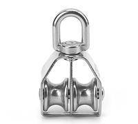 Klanata Double Pulley Block, 316 Stainless Steel Marine Pulley, Double Roller Rotatable Loading Pulley, Lifting Tools for Ships, Silver