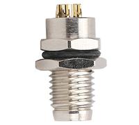 Klanata M8FP4 Needle Socket 4 Pin M8 Connector with Brass Plated Shell, IP67 Rating, Back Board Mounted Design, Conforms to IEC 61076 2 101 and NEMA2000 Standards