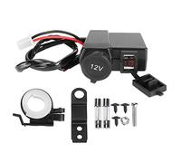 Klanata Motorcycle Dual USB Fast with Cigarette Lighter Socket and LED Voltage Monitoring Display, 12V 24V Power Outlet for Phone GPS Tablet and Camera, Heat Resistant PP Material, Red (Red)