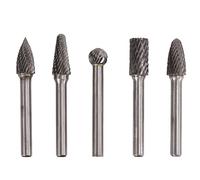 Klanata Rotatable Files, 5PCS Double Cut Carbide Burrs Set, 1/4 Inch Shank Burr Files, for Carving Polishing Engraving, 6mm Head Die Grinder Bits, for Metal Wood Plastic