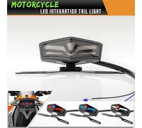 Klanata Universal LED Tail Light Integrated Running Lamp Brake and Turn Signal Light with Folding License Plate Holder Fit for Honda Motorcycles ATV UTV Cafe Racer Chopper Bobber (White)