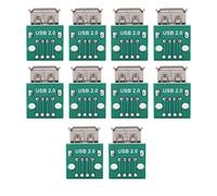 Klanata Walfront 10Pcs USB Type A Female Board 2.54mm Pitch Connector 4 Pins DIP Socket Board for Power Supply
