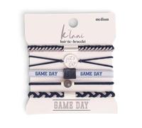 K'lani Game Day Hair Tie Bracelets - 5-Pack Stretchy No-Crease Hair Ties & Stylish Bracelets - Team Color Accessory for Hair or Wrist - Navy & Gray, Large