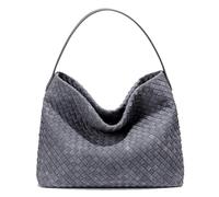 KlaOYer Woven Suede Tote Bag for Women Summer Beach Hobo Bag Large Travel Shoulder Bag Vegan Crossbody Purse Handmade Handbag (Gray)