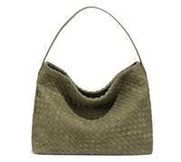 KlaOYer Woven Suede Tote Bag for Women Summer Beach Hobo Bag Large Travel Shoulder Bag Vegan Crossbody Purse Handmade Handbag (Green)