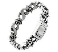 Klapgo Men's 316 Stainless Steel Cross Link Bracelet Infinite Loop and Lucky 8 Symbolism Vintage Gothic Chain Bangle