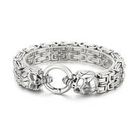Klapgo Men's Gothic Skull and Wolf Chain Bracelet - 316L Stainless Steel Bracelet for Men, Vintage Mens Wolf Head Jewelry with Flannel Pouch, Gift for Him, Ideal for Father's Day, 9.05 inches