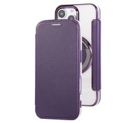 Klapp Hülle für iPhone 16 Pro Max/16 Pro/16 Plus/16, Ultradünne Magnetische Handyhülle mit Kartenfächern RFID Blocking Geldbörse Leder Hülle,Lila,16 Plus Purple