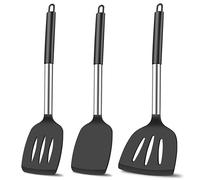 KLAQQED 3Pcs Silicone Spatula Set Heat Resistant Spatulas for Nonstick Cookware Fish Turner Plastic Spatulas Rubber Wok Spatula, Long Large Spatula Silicone Cooking Use Kitchen Utensils Set