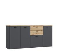 Furniture To Go Klara 4 Door 2 Drawer Chest In Grey And Oak, Grey