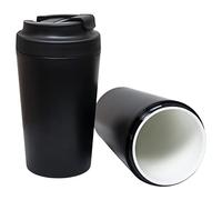 Klaraber Travel Coffee Cup, Coffee Travel Mug with Leakproof Lid, Insulated & Reusable, Ceramic Lined, Eco-Friendly for Hot & Cold Drinks 350ml (Black)