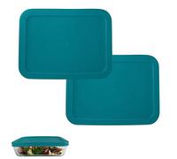 Klare Ware 11 Cup Rectangle Replacement Lids/Covers for Pyrex, Anchor Hocking & KlareWare Storage Bowls *Lids Only -Glass Container Not Included*, 2 Pack, Turquoise