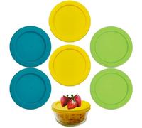 Klare Ware 2 Cup Lawn Green, Yellow & Turquoise Replacement Lids/Covers for Pyrex 7200, Anchor Hocking & Klare Ware Storage Bowls *Glass Container Not Included* (6 Pack)