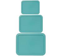 Klare Ware 3, 6, 11 Cup Rectangle Replacement Lids/Covers for Pyrex, Anchor Hocking & KlareWare Storage Bowls *Lids Only -Glass Container Not Included*, 3 Pack *1 of Each Size* Turquoise