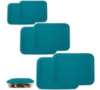 Klareware 3 cup 6 cup 11 cup Rectangle Plastic Food Storage Replacement Lids Covers for Klareware and Pyrex 7210-PC 7211-PC 7212-PC Glass Bowls (Container not Included) (Turquoise - 6Pack)