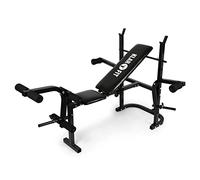 Klarfit Workout Hero Multi-station - Bench Press, Weights Bench, Fitness Benches, Arm/Leg curler with weight holders, Load capacity: max. 160 kg, 3-stage adjustable backrest, Steel frame, Black